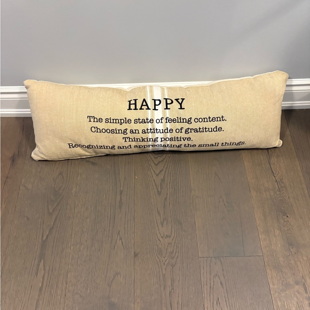 Mudpie brand beige gratitude lumbar pillow 34” NWT ret $115